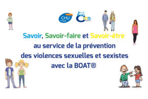 Visuel de présentation d’une vidéo, intitulée : « Savoir, Savoir-faire et Savoir-être au service de la prévention des violences sexuelles et sexistes avec la BOAT® », dans laquelle le Docteur Mathieu LACAMBRE explique comment la BOAT® mobilise savoir, savoir-faire et savoir-être pour la prévention des violences sexuelles et sexistes à partir de situations réelles.