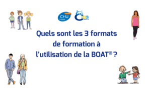 Vidéo : quels sont les 3 formats de formation à l'utilisation de la BOAT ? Visuel illustrant une vidéo qui présente les trois formats de formation à l’utilisation de la BOAT® : en présentiel, en blended-learning et en 100 % digital.