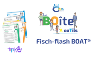 Visuel présentant les Fisch-Flash BOAT®, avec les logos de la BOAT du CHU de Montpellier et de la société TOPLA, illustrant le partenariat pour la prévention des violences sexuelles et sexistes